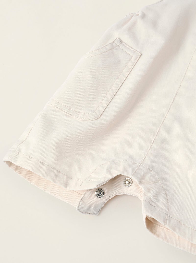 Salopette Courte en Sergé Gris clair - Kiabi