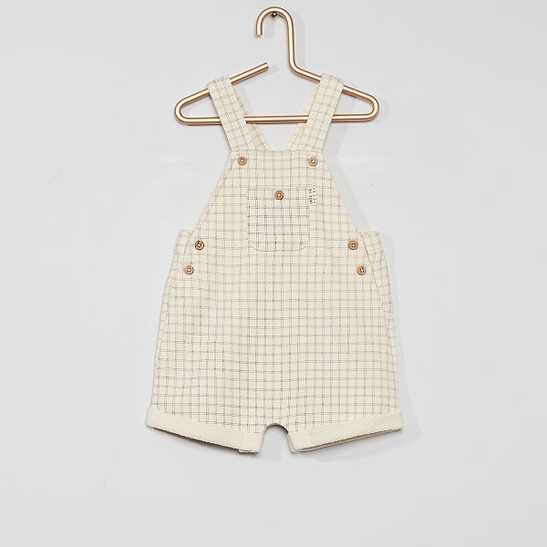 Salopette Courte Molleton Bebe Garcon Blanc Carreaux Kiabi 10 00