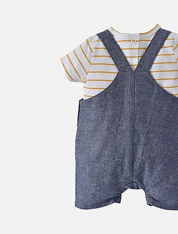 SALOPETTE COURTE + T-SHIRT RAYE