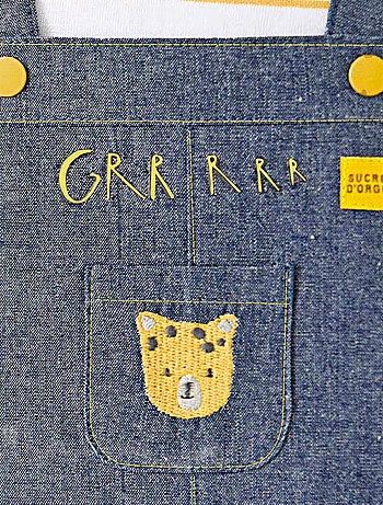 SALOPETTE COURTE + T-SHIRT RAYE