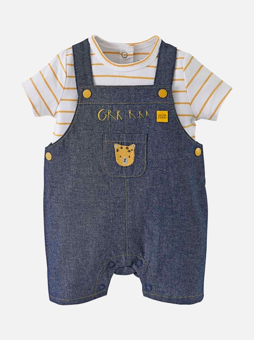 SALOPETTE COURTE + T-SHIRT RAYE - Kiabi