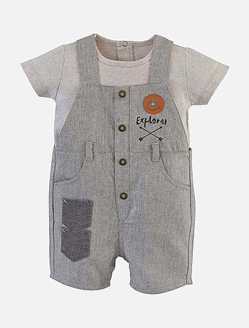 SALOPETTE COURTE + TEE-SHIRT ECRU