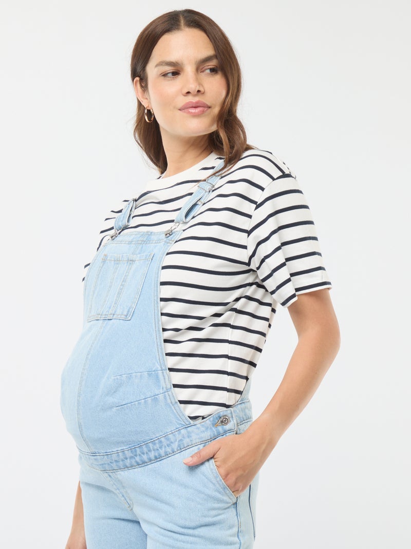 Salopette de grossesse en denim stretch Bleu - Kiabi