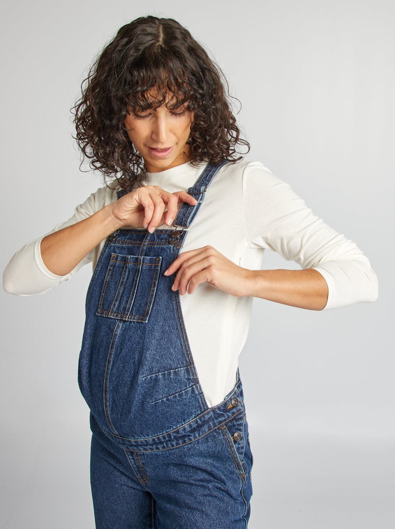 Salopette de grossesse en denim stretch Bleu - Kiabi