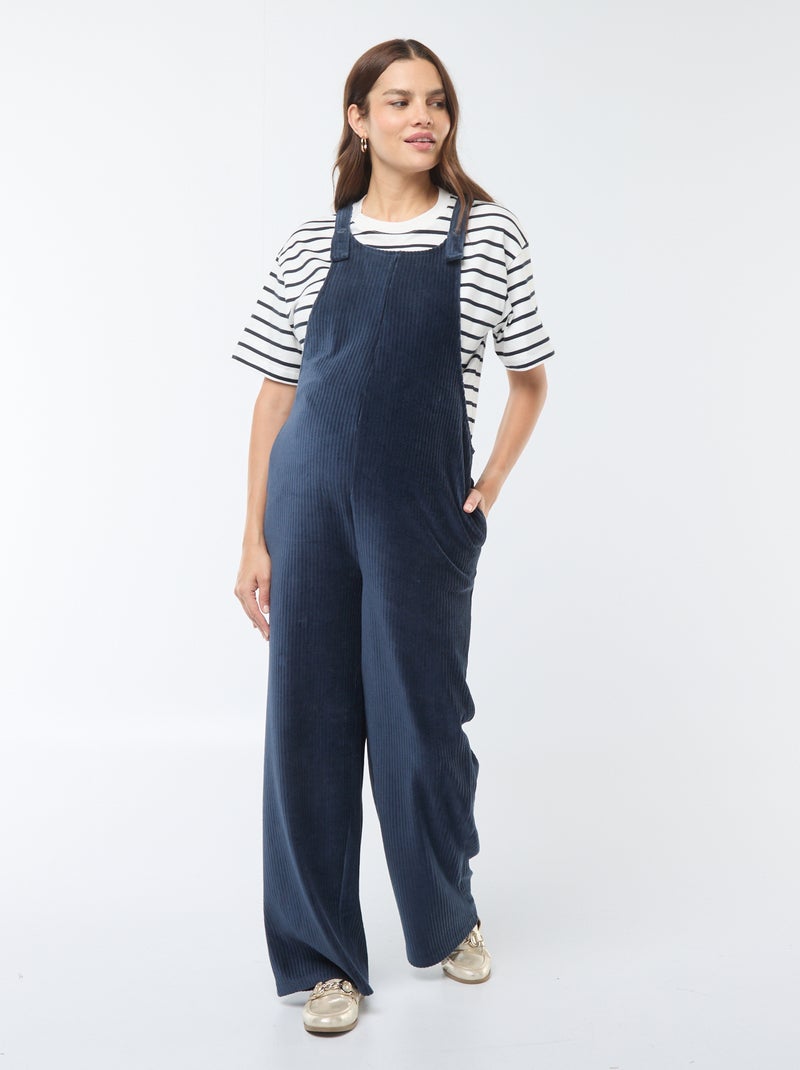Salopette de maternité en velours Bleu - Kiabi