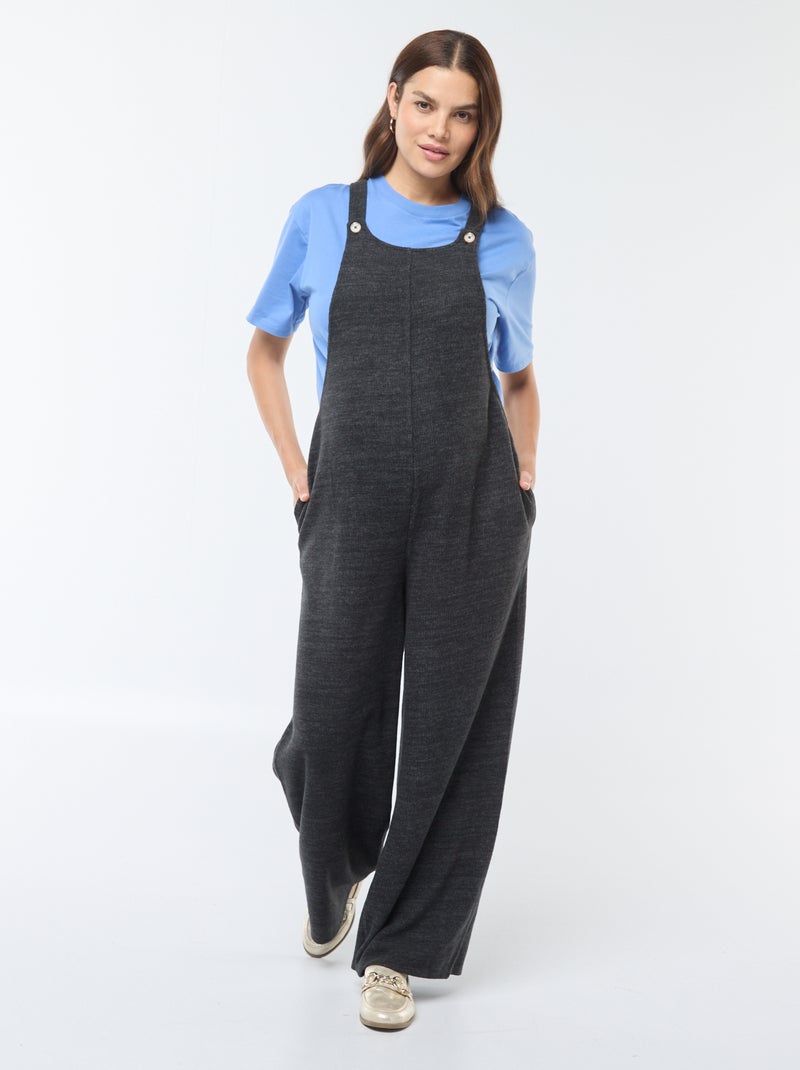 Salopette de maternité en velours doux Gris foncé - Kiabi