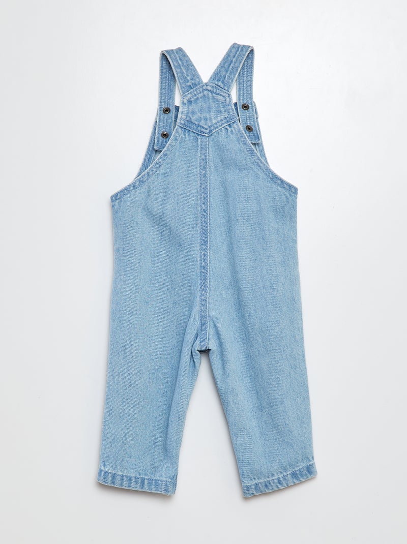 Salopette denim avec poche à rabat à la poitrine BLEU - Kiabi