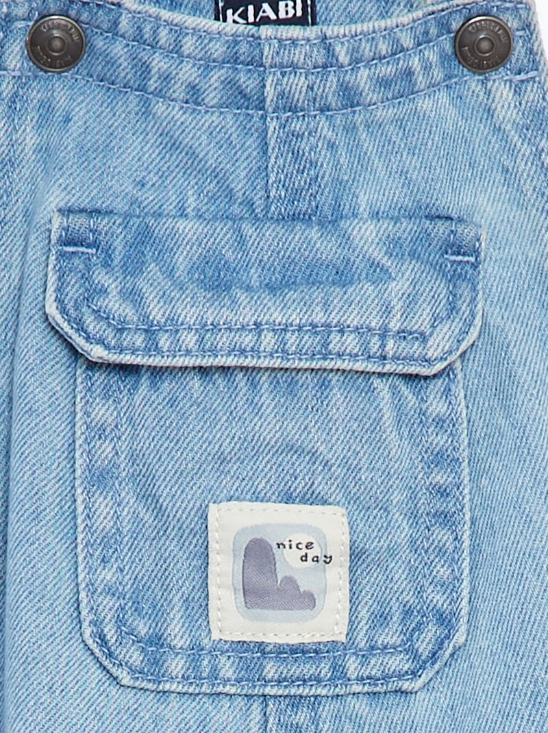 Salopette denim avec poche à rabat à la poitrine BLEU - Kiabi