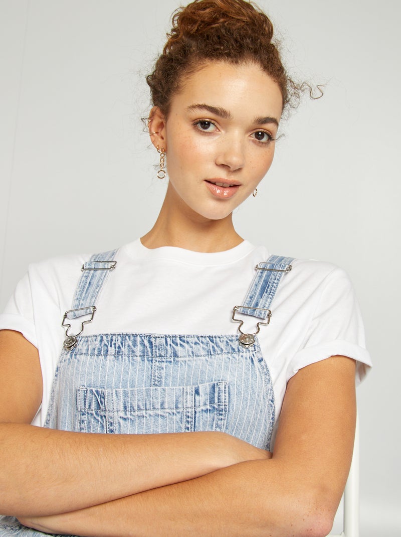 Générique Femme Salopette En Jean Salopette En Denim DéChiré à Bretelles RéGlables Pantalon Court En DéTresse LâChe Salopettes Combinaisons (3XL,Bleu Marine