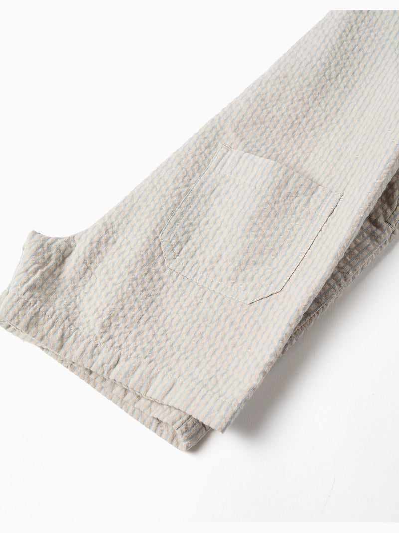 Salopette en coton à rayures Beige clair - Kiabi