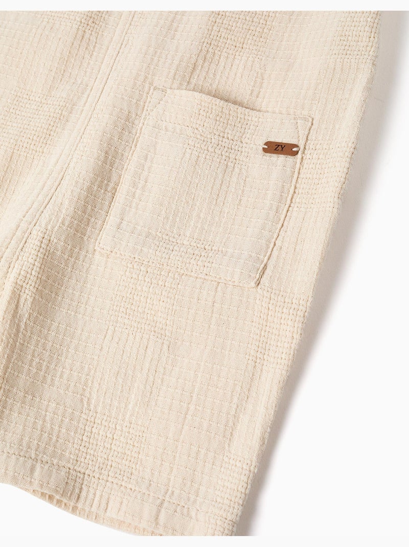 Salopette en coton dobby avec poches Blanc - Kiabi
