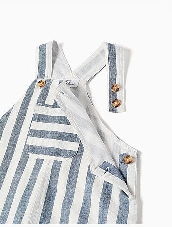 Salopette en coton et lin à rayures You&Me