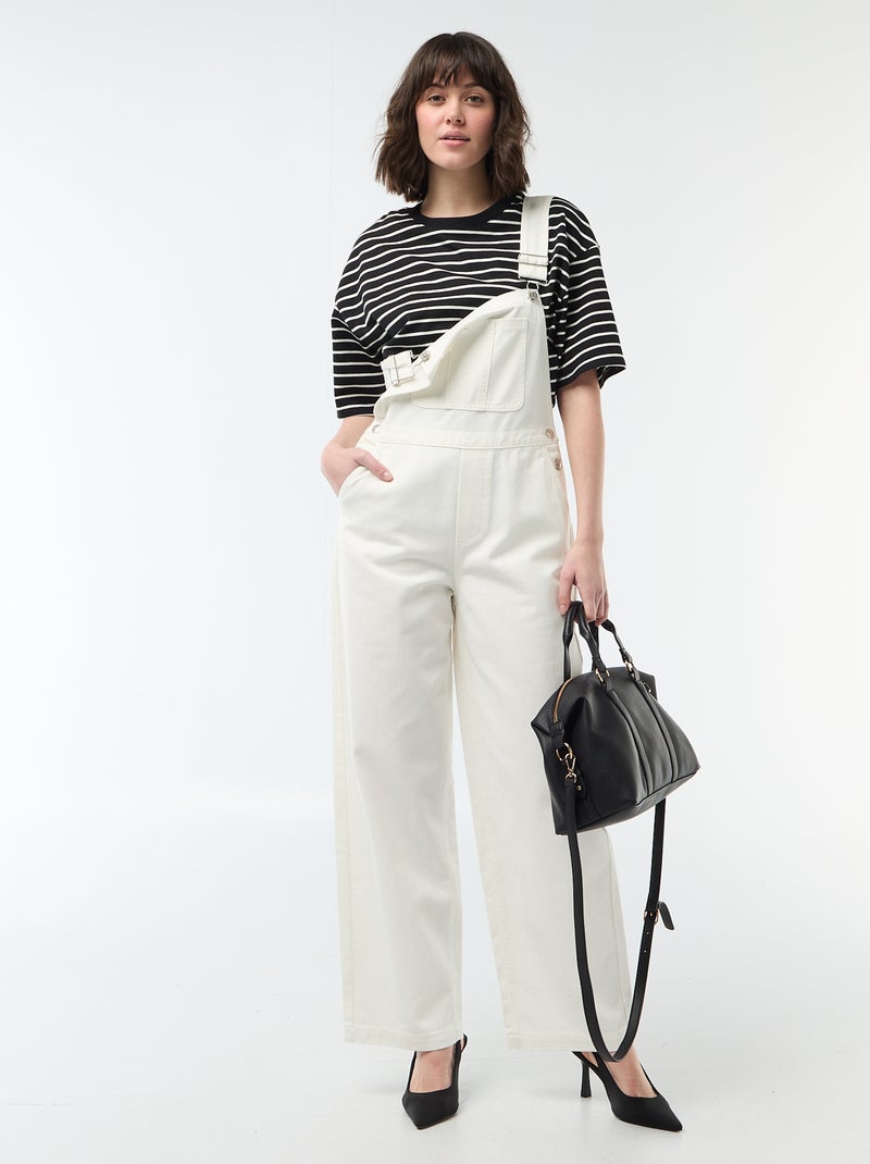 Salopette en denim avec poche devant Blanc - Kiabi