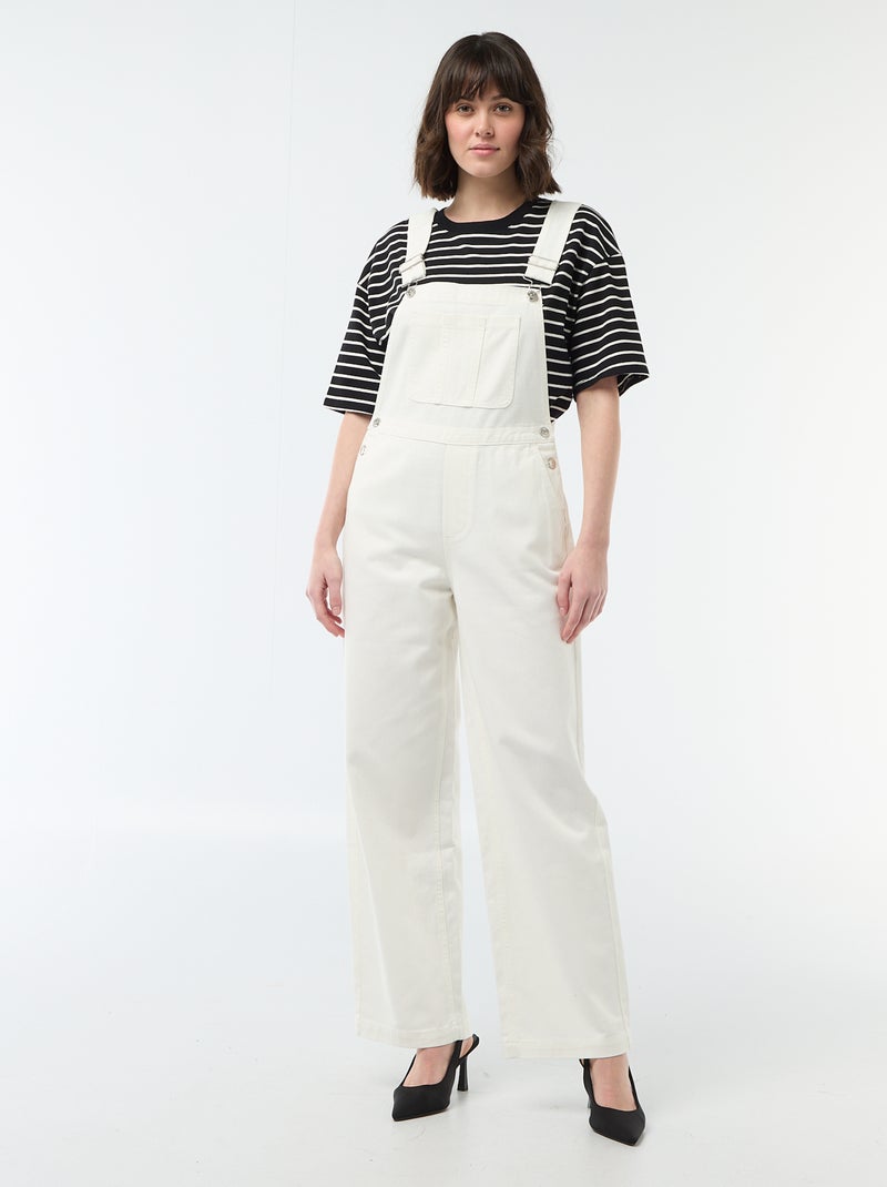 Salopette en denim avec poche devant Blanc - Kiabi
