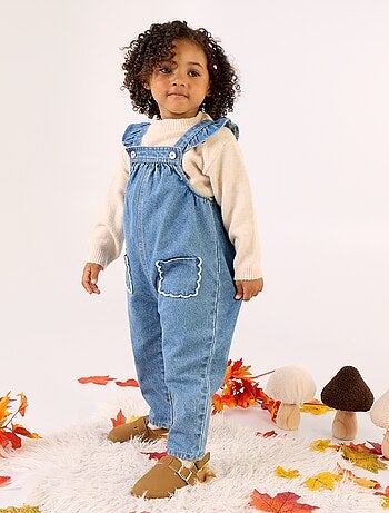 Salopette en denim avec volants aux bretelles
