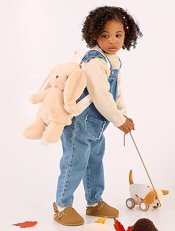 Salopette en denim avec volants aux bretelles