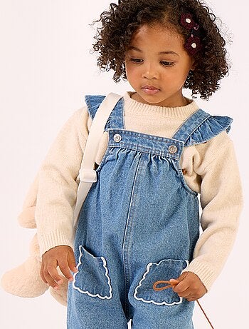 Salopette en denim avec volants aux bretelles