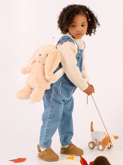 Salopette en denim avec volants aux bretelles - Kiabi