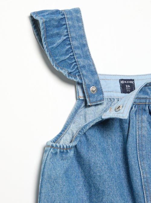 Salopette en denim avec volants aux bretelles - Kiabi