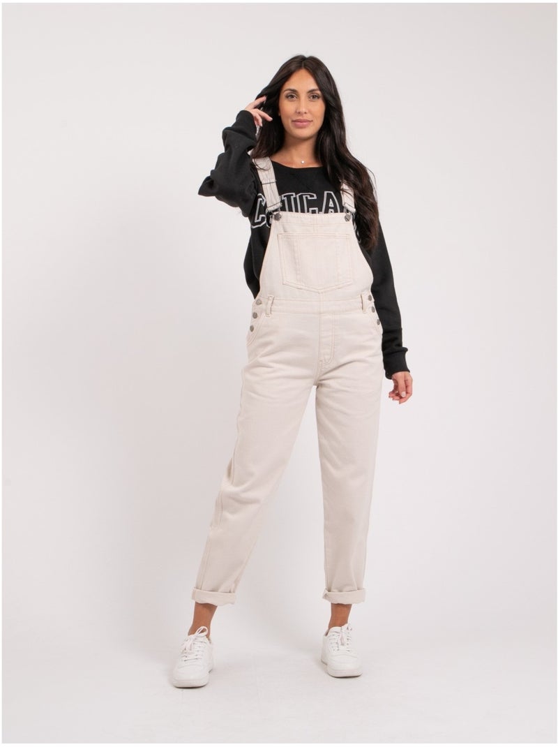 Salopette en denim ELVINE Ecru - Kiabi