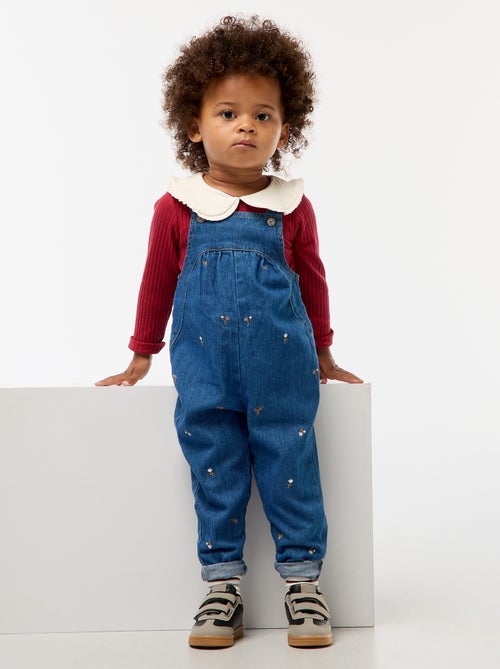 Salopette en jean à motif - Kiabi