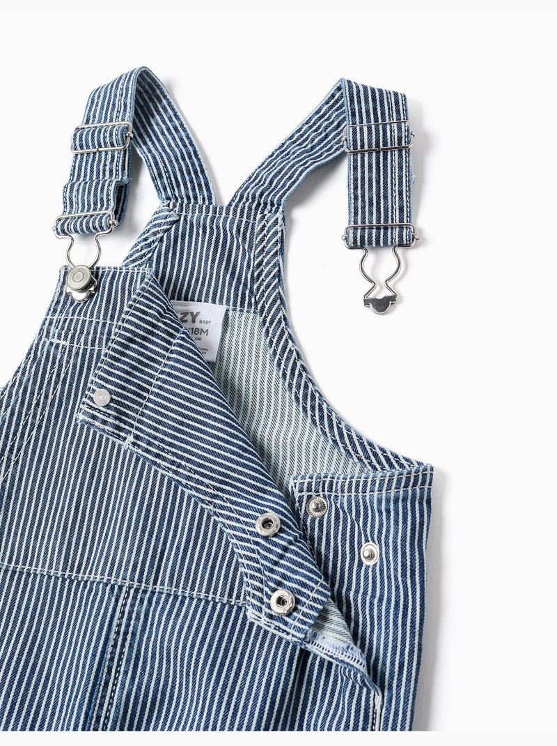 Salopette en jean à rayures avec poches Bleu Bleu - Kiabi
