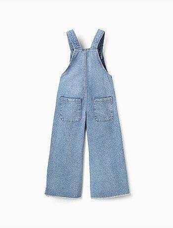 Salopette en jean large à ourlets effilochés