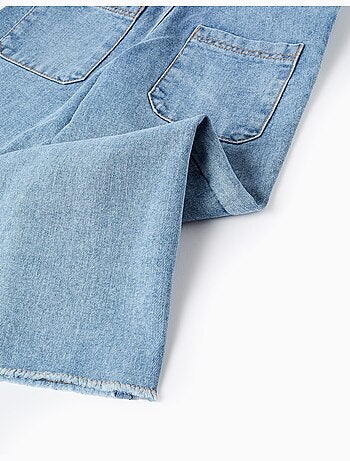 Salopette en jean large à ourlets effilochés