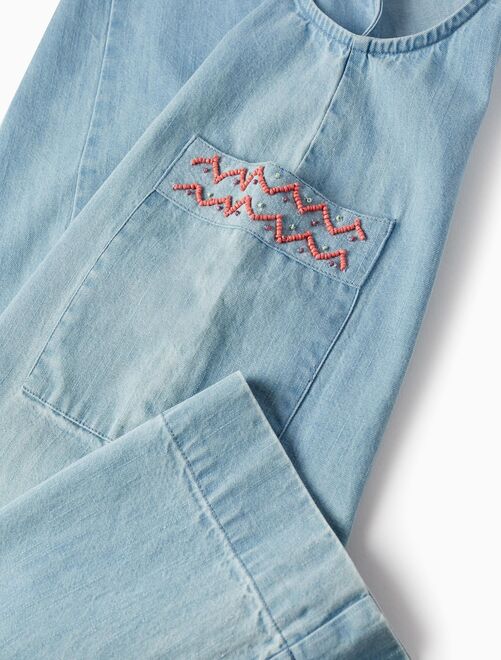 Salopette en jean léger en coton avec perles pour fille  SICILIAN DAYS - Kiabi
