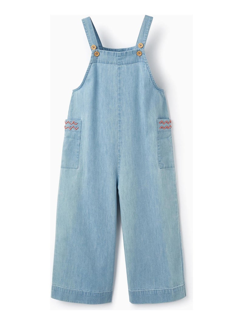 Salopette en jean léger en coton avec perles pour fille  SICILIAN DAYS Bleu - Kiabi