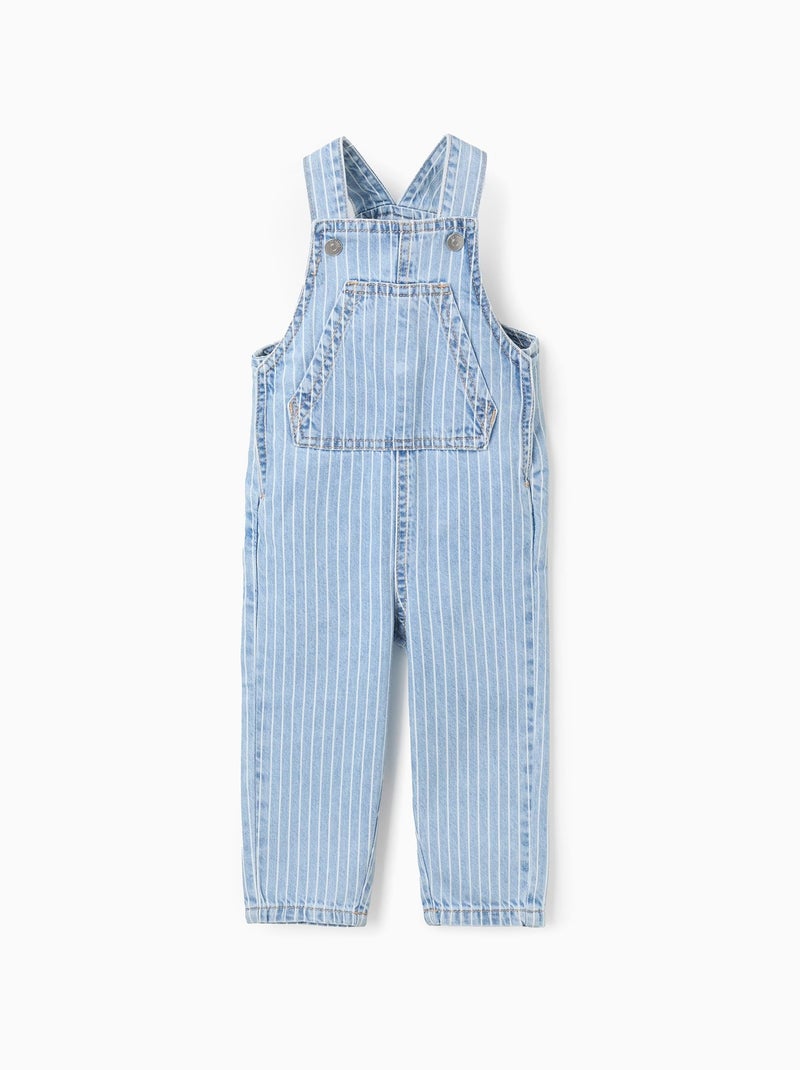 Salopette en Jean Rayé Bleu clair - Kiabi