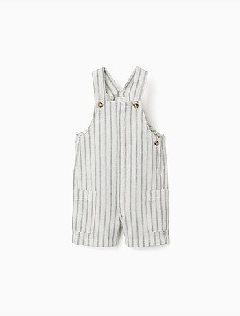Salopette en lin à rayures et poches