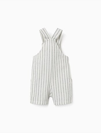Salopette en lin à rayures et poches
