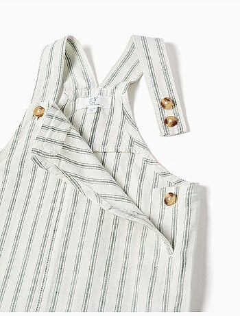 Salopette en lin à rayures et poches