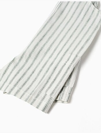 Salopette en lin à rayures et poches