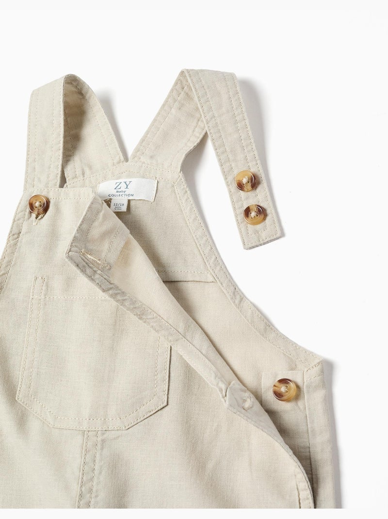 Salopette en lin et coton avec poches Beige clair - Kiabi