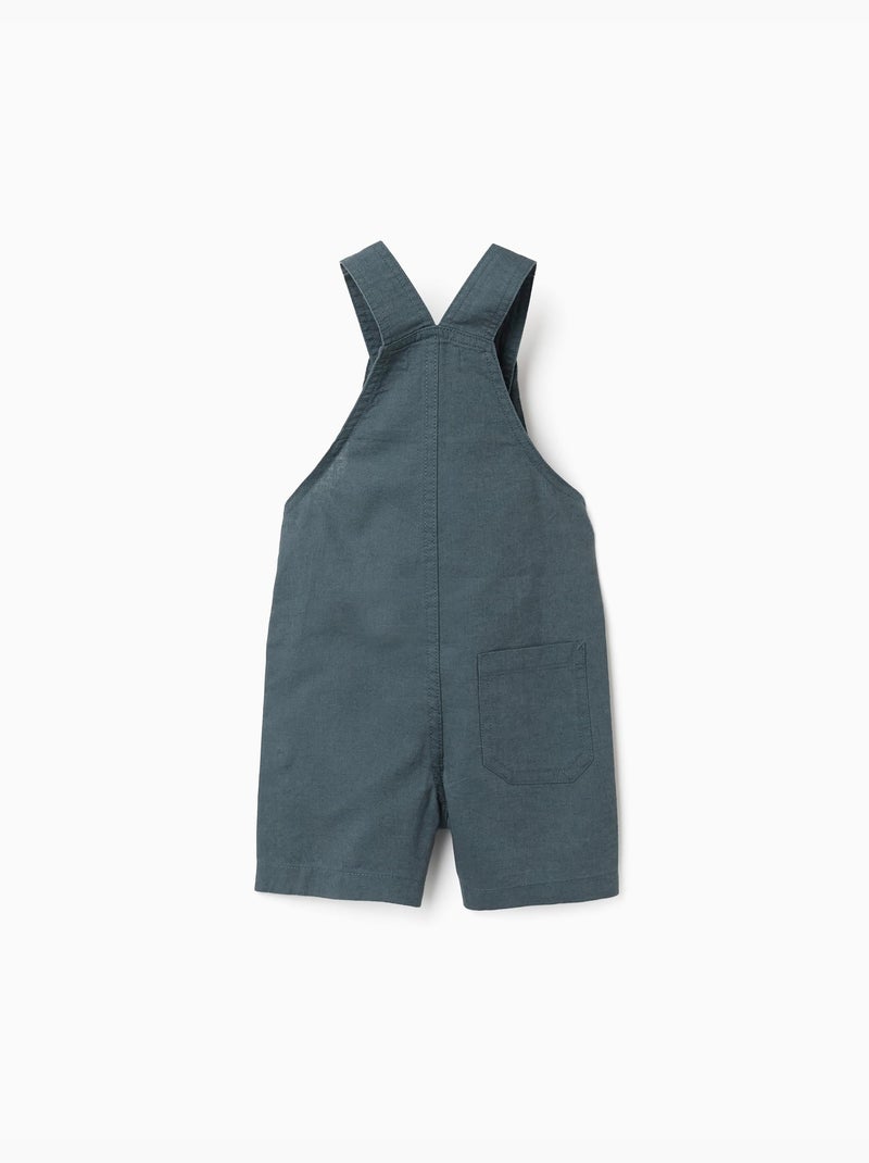 Salopette en lin et coton avec poches Bleu Bleu - Kiabi