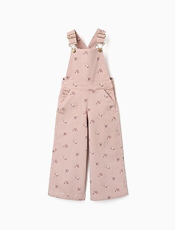 Salopette en sergé à jambe large avec motif floral
