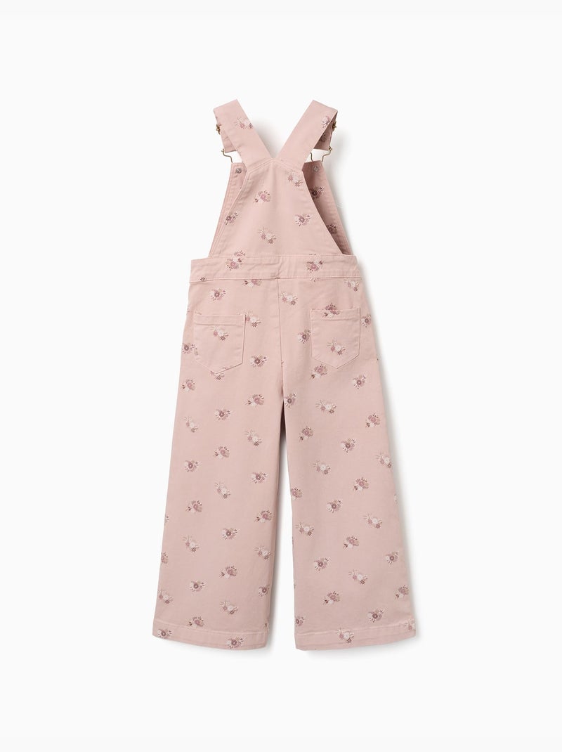 Salopette en sergé à jambe large avec motif floral Rose clair - Kiabi