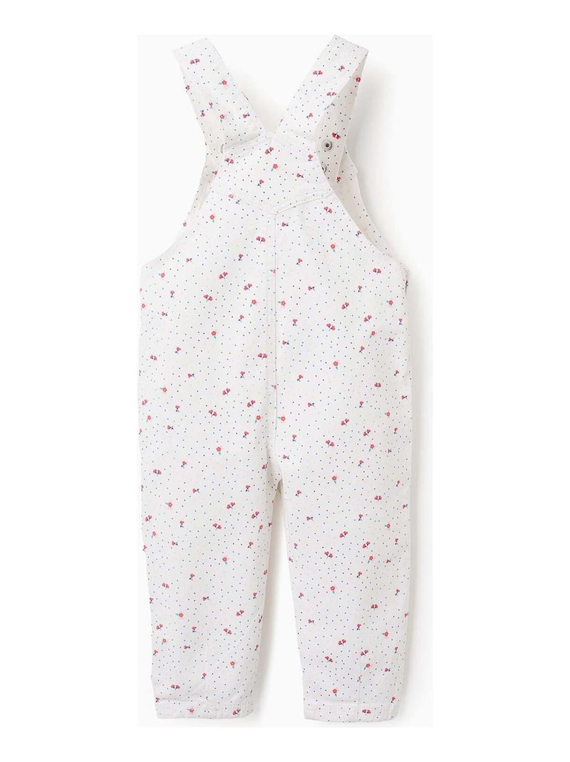 Salopette en Sergé à Motif Floral Beige - Kiabi