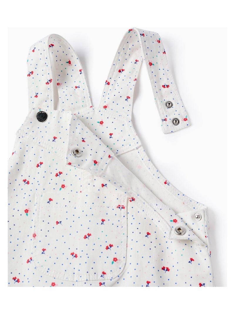 Salopette en Sergé à Motif Floral Beige - Kiabi