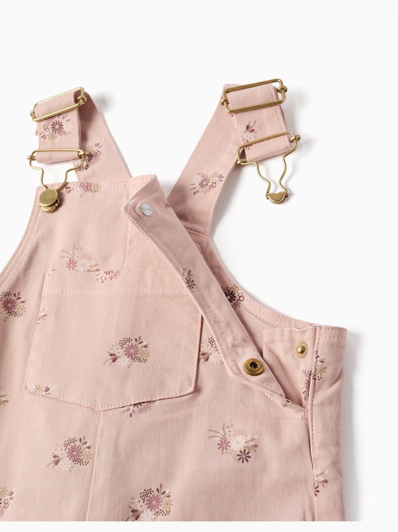 Salopette en sergé avec motif floral Rose clair - Kiabi