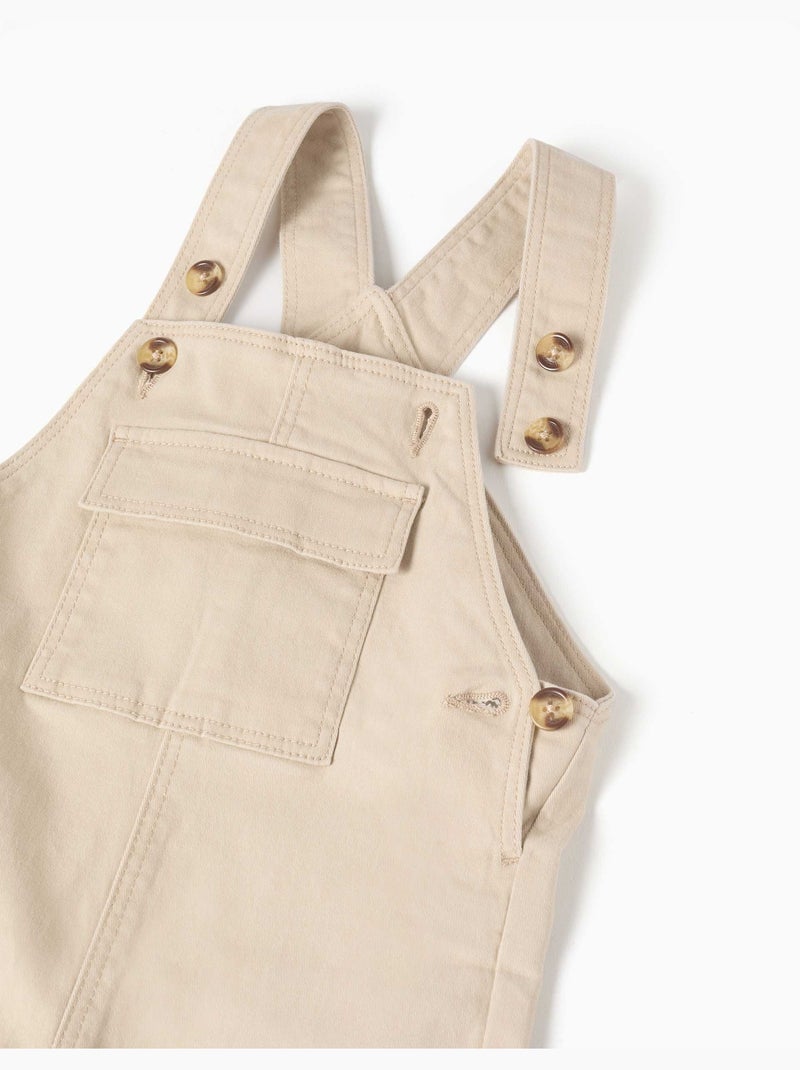 Salopette en sergé avec poche à rabat Beige clair - Kiabi