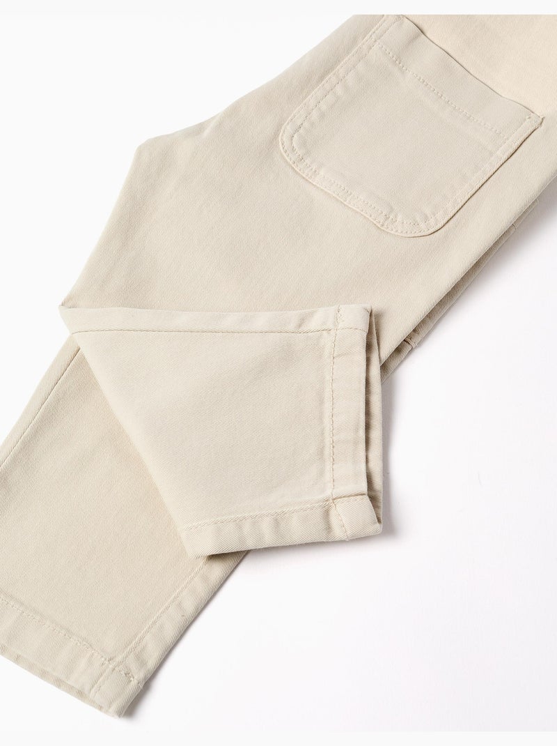 Salopette en sergé avec poche cargo Beige clair - Kiabi