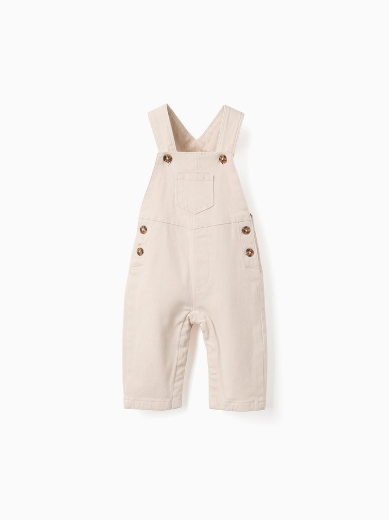 Salopette en Sergé avec Pressions à L'Entrejambe Beige clair - Kiabi