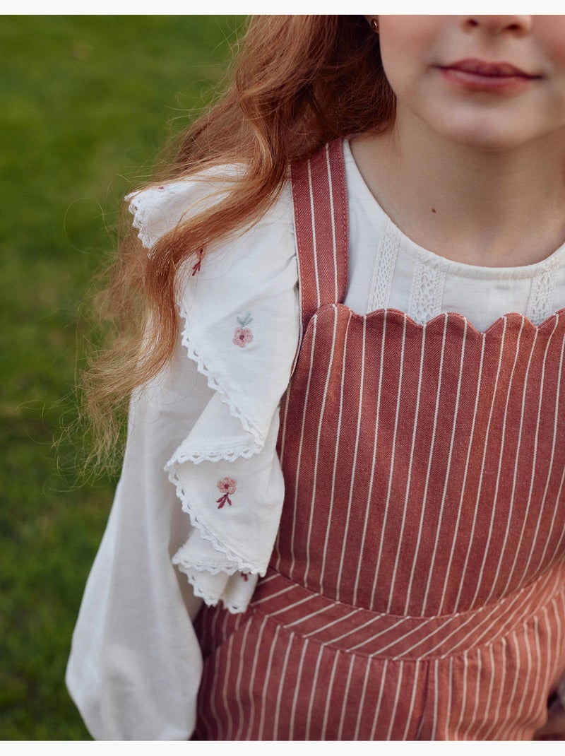 Salopette en sergé de coton à rayures Rose - Kiabi