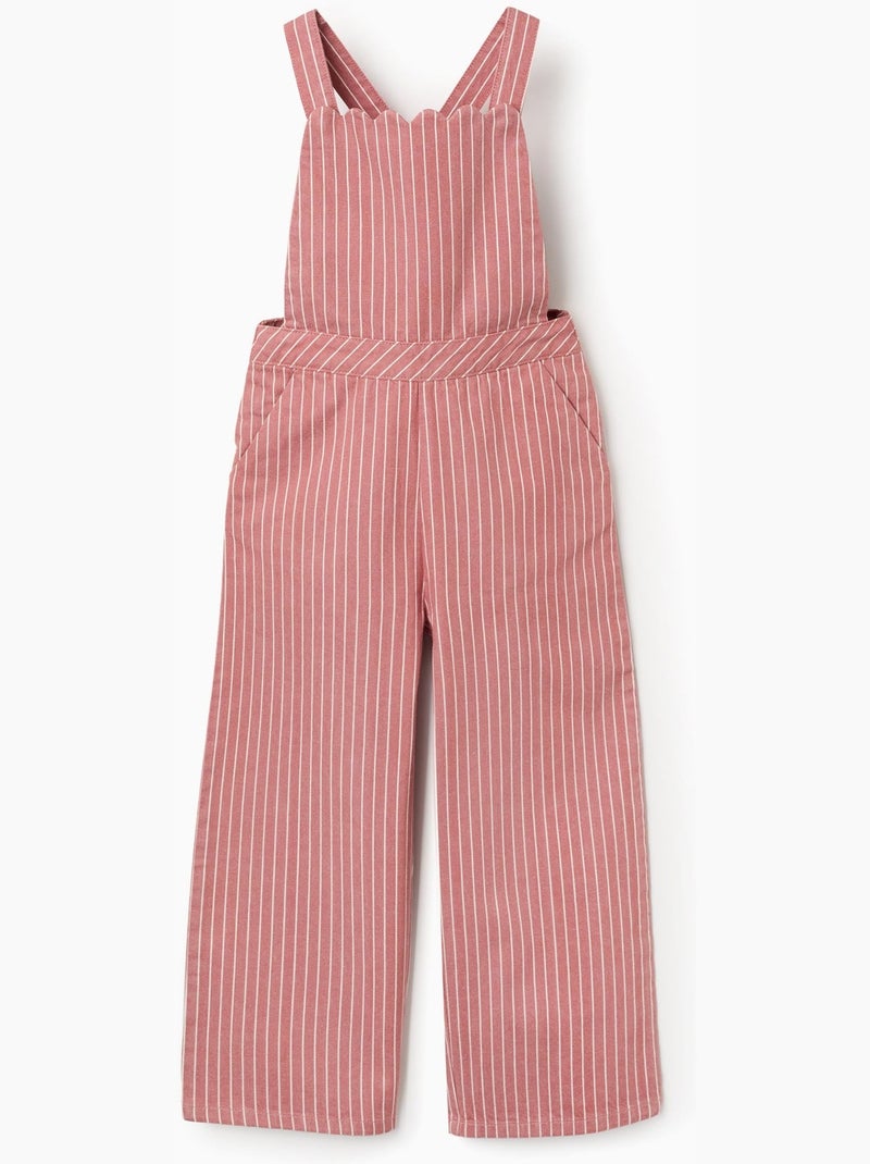 Salopette en sergé de coton à rayures Rose - Kiabi