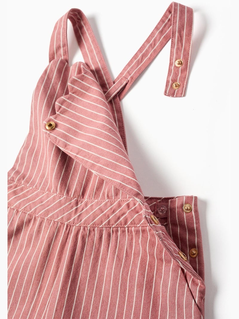 Salopette en sergé de coton à rayures Rose - Kiabi