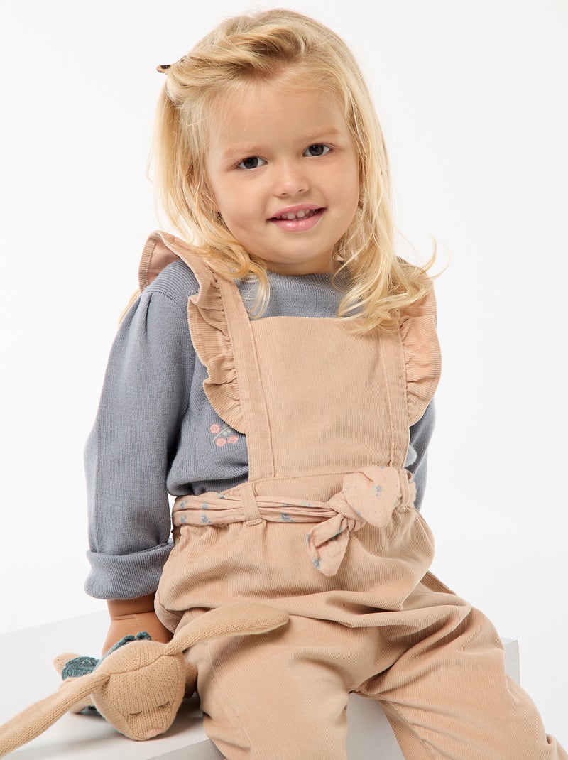 Salopette en velours Beige - Kiabi