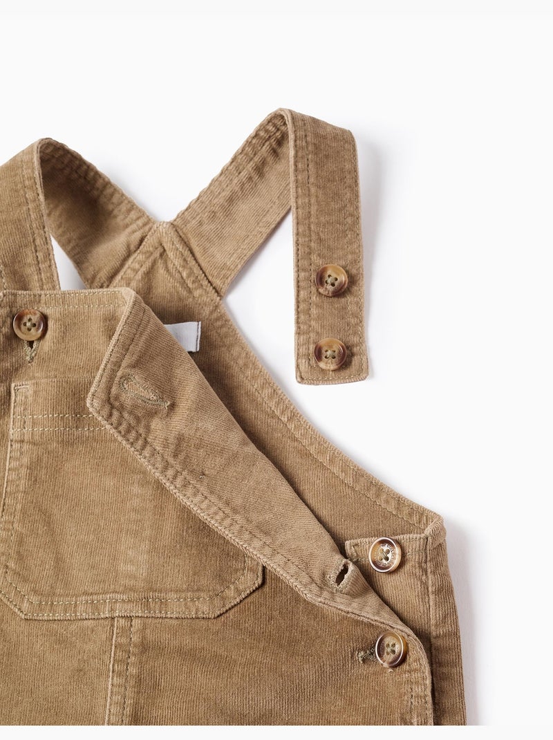 Salopette en Velours Côtelé Beige - Kiabi